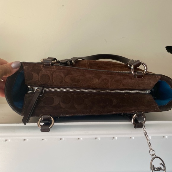 Coach Brown Suede  Leather satchel. - Picture 2 of 10